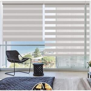 35" Wide, Beige, Cordless Zebra Roller Shades with Valance